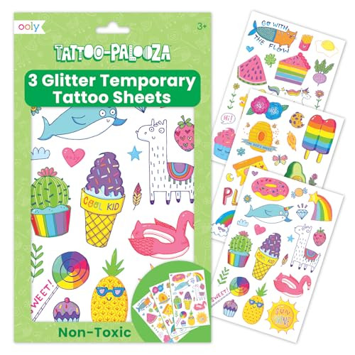 Ooly 50 Glitter Temporary Tattoos For Kids, Safe & Non-Toxic Temporary Tattoo, Party Favors Gifts... | Amazon (US)