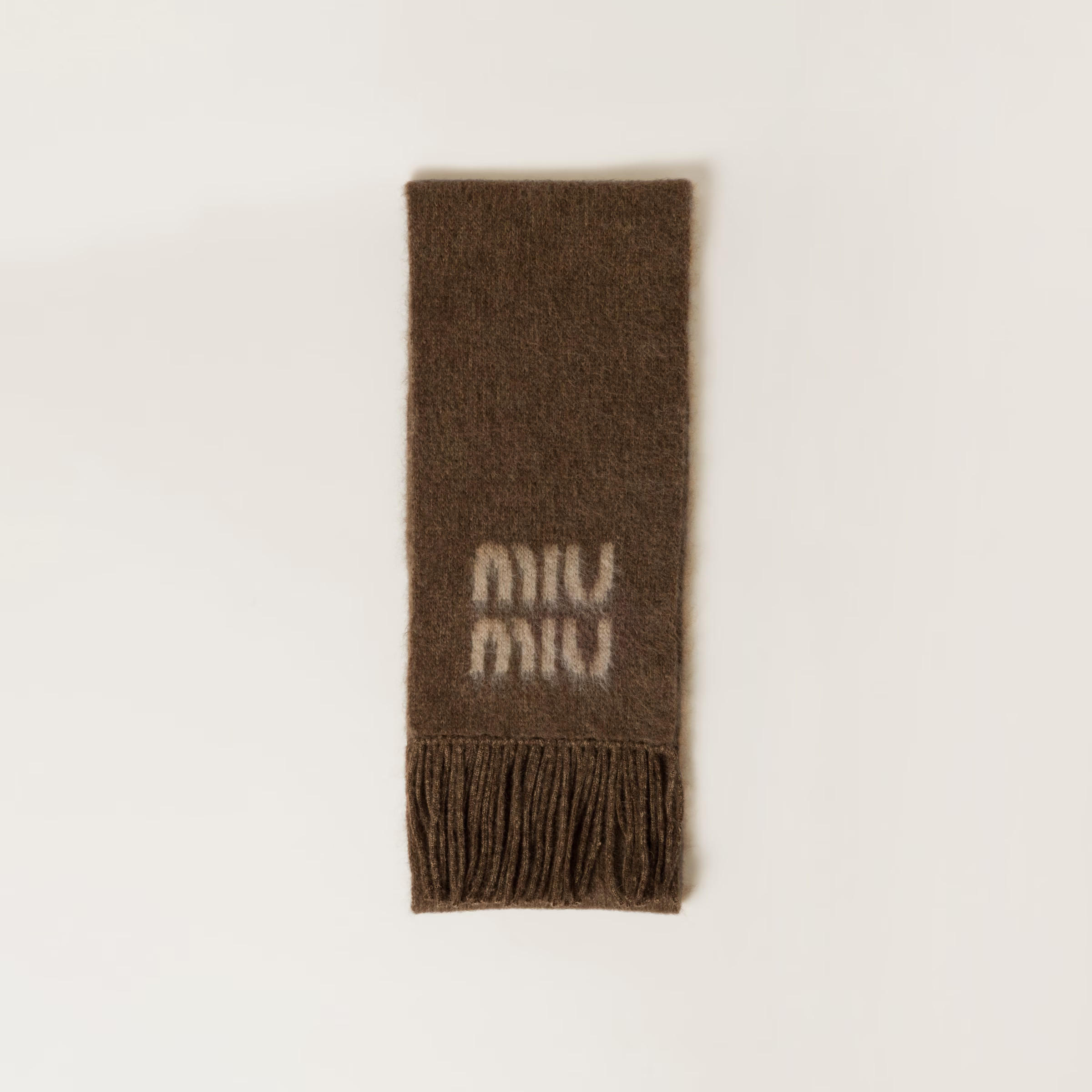 Tobacco Wool And Mohair Scarf | Miu Miu | Miu Miu UK