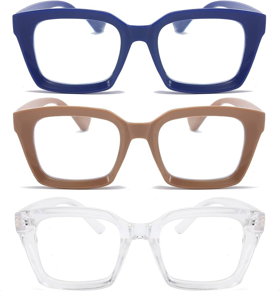 DXYXYO 3 Pack Oprah Style Oversized Computer Glasses Men and Women Fashion Square Blue Light Bloc... | Amazon (US)