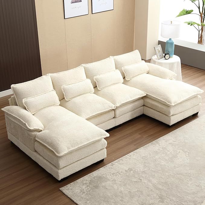 Modular Sectional Sofa, 110.63" Chenille Sectional Couches for Living Room, Modern U Shaped Cloud... | Amazon (US)