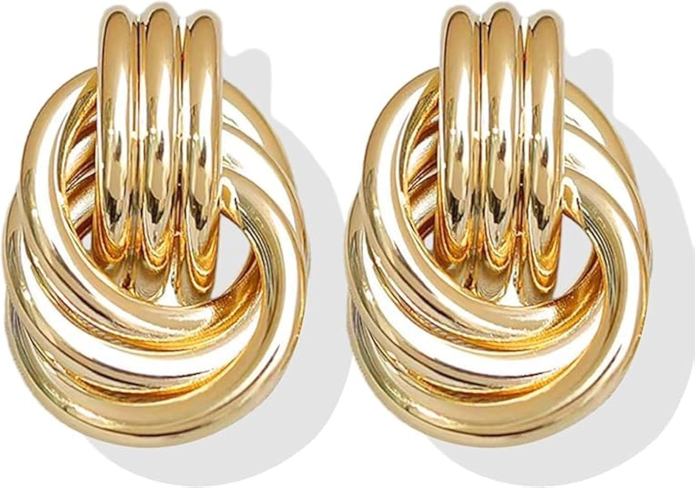 Chunky Gold Earrings for Women Gold Statement Earrings Gold Geometric Earrings Gold Hollow Tube E... | Amazon (US)