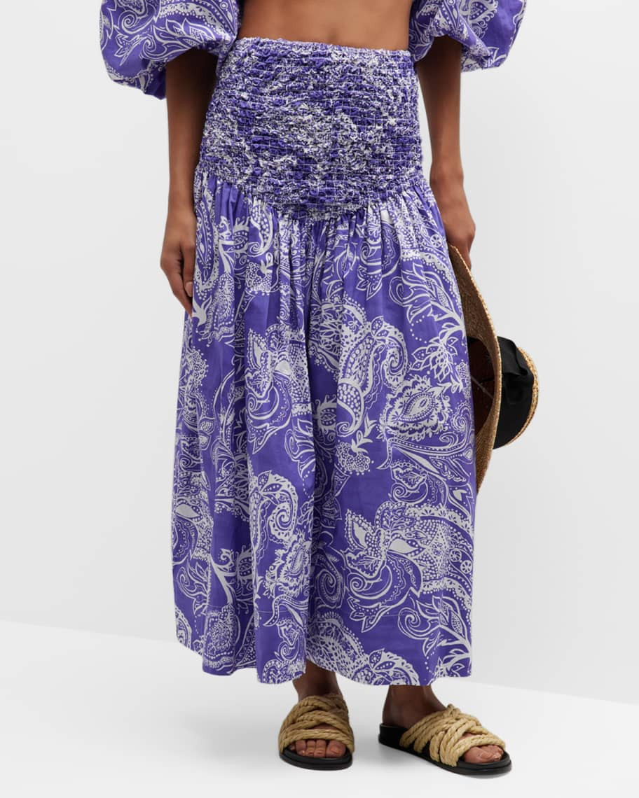 Paisley-Print Nicole Maxi Skirt | Neiman Marcus