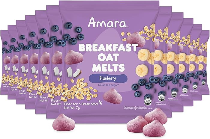 Amara Breakfast Oat Melts - Organic Toddler Snack - Single Serve Fiber-Packed Oat Bites with Real... | Amazon (US)