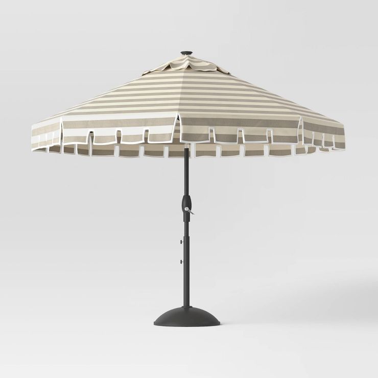 9' x 9' Scalloped Market Patio Umbrella Cabana Black - Black Pole - Opalhouse™ | Target