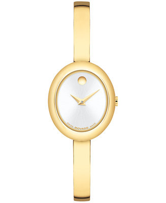 Movado Women's Museum Oval Bangle Swiss Quartz Yellow PVD Watch, 22 x 26mm - Macy's | Macy's