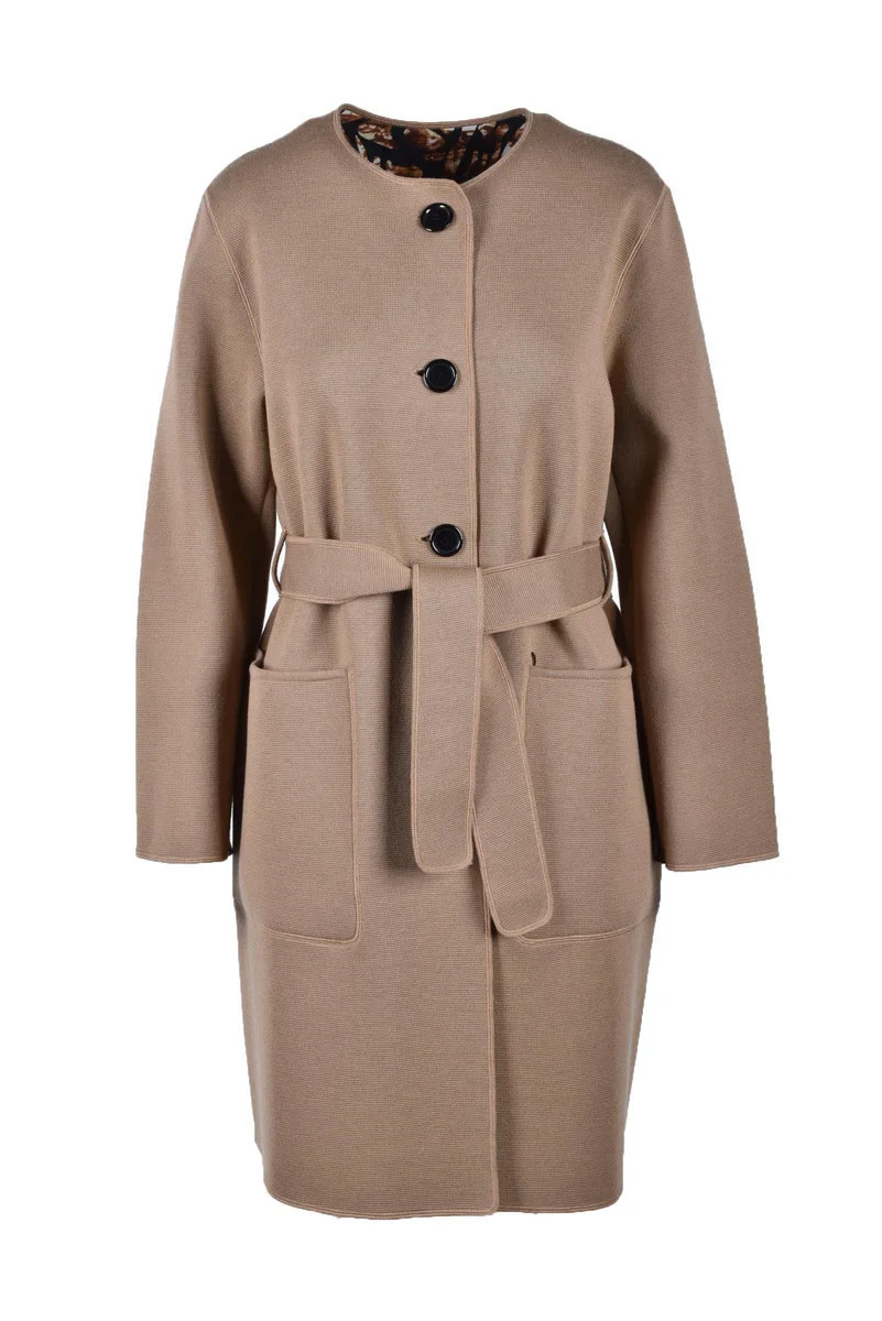 Reversible Virgin Wool Coat - Beige | Shop Simon