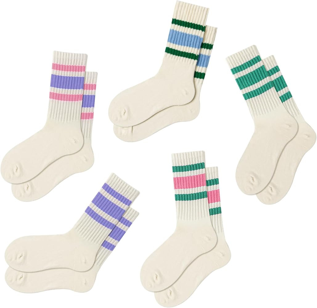 Retro Striped Crew Socks Tube Socks | Amazon (US)