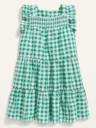 Fit &#x26; Flare Ruffle-Trim Seersucker Gingham Dress for Toddler Girls | Old Navy (US)