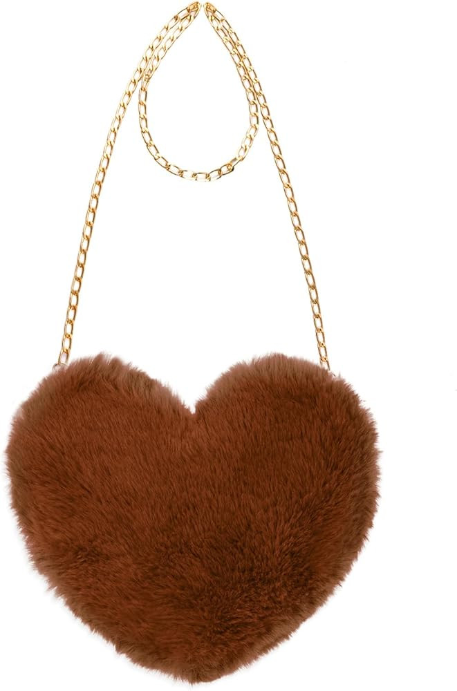Heart Shaped Faux Fur Clutch Purse Fluffy Crossbody Shoulder Bag for Women Halloween Christmas Va... | Amazon (US)