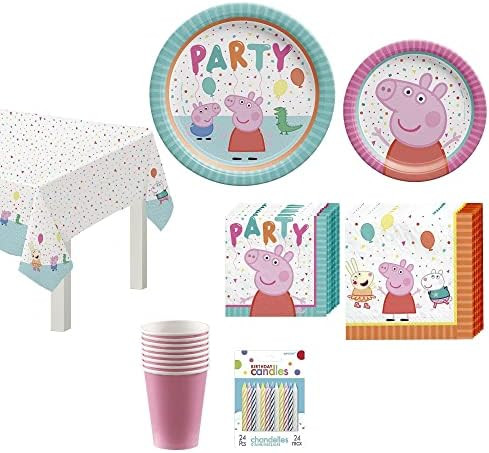 Party City Peppa Pig Confetti 90 Piece Kids Birthday Party Supplies for 8 Guests, Includes Plates, N | Amazon (US)