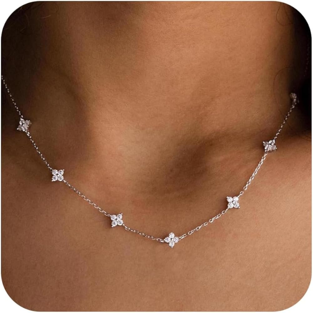 Valentines Day Gifts for Women Her - Dainty Necklaces for Women Cute Station Choker Simulated Dia... | Amazon (US)