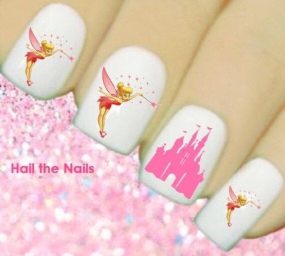 Nails Nail Art Water Transfers Decals Wraps Tinkerbell Fairy Princess Pink Castle Wand Stars Y815 | Etsy (US)