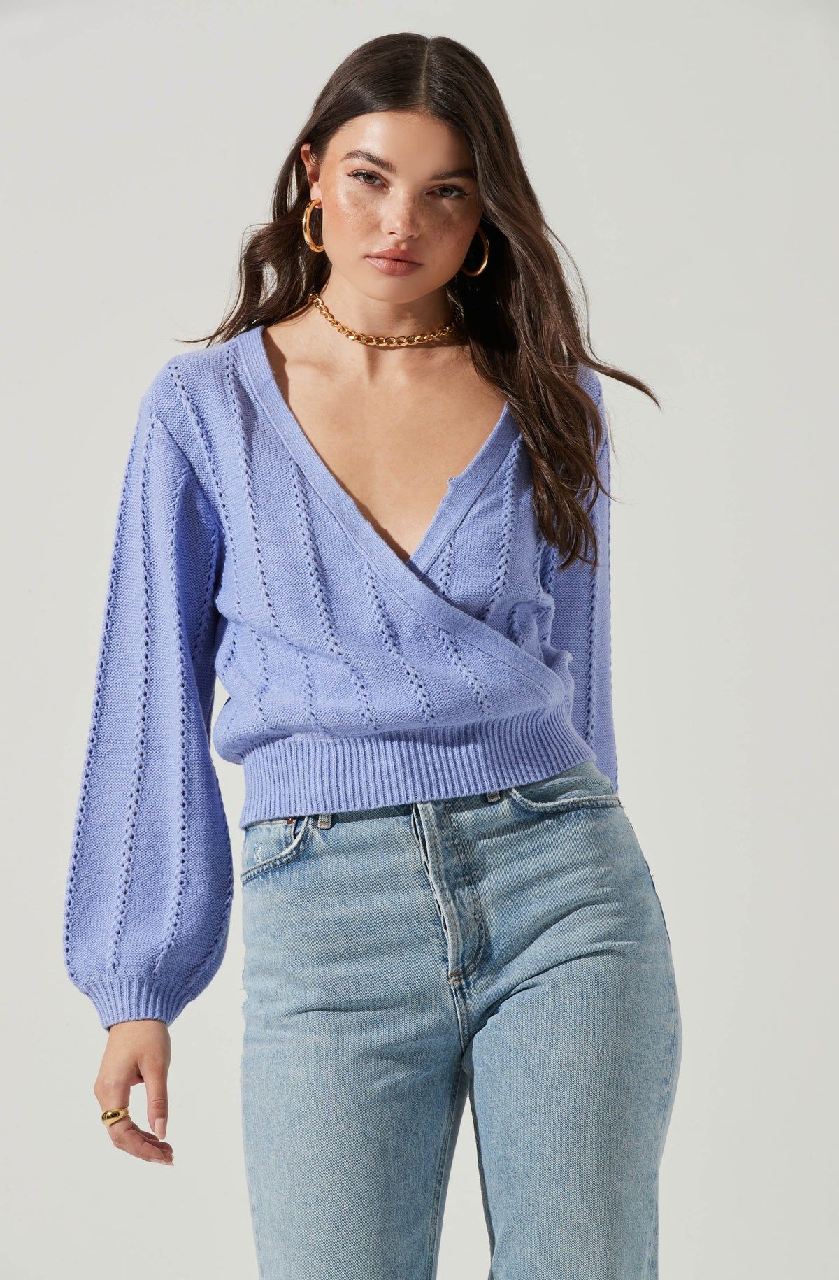 Wrap Front Pointelle Sweater | ASTR The Label (US)