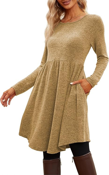 Jar of Love Women's Casual Long Sleeve Dresses Empire Waist Loose Dress Sweater Dress Fall Winter... | Amazon (US)
