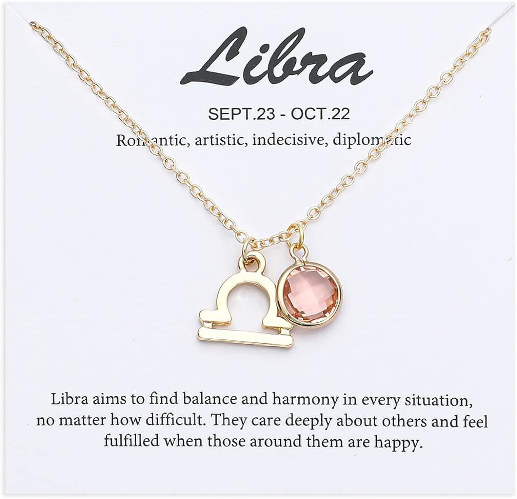 TGOLM 14k Gold Plated Zodiac Birthstone Pendant Necklace, Horoscope Sign Charm Necklace for Women... | Amazon (US)