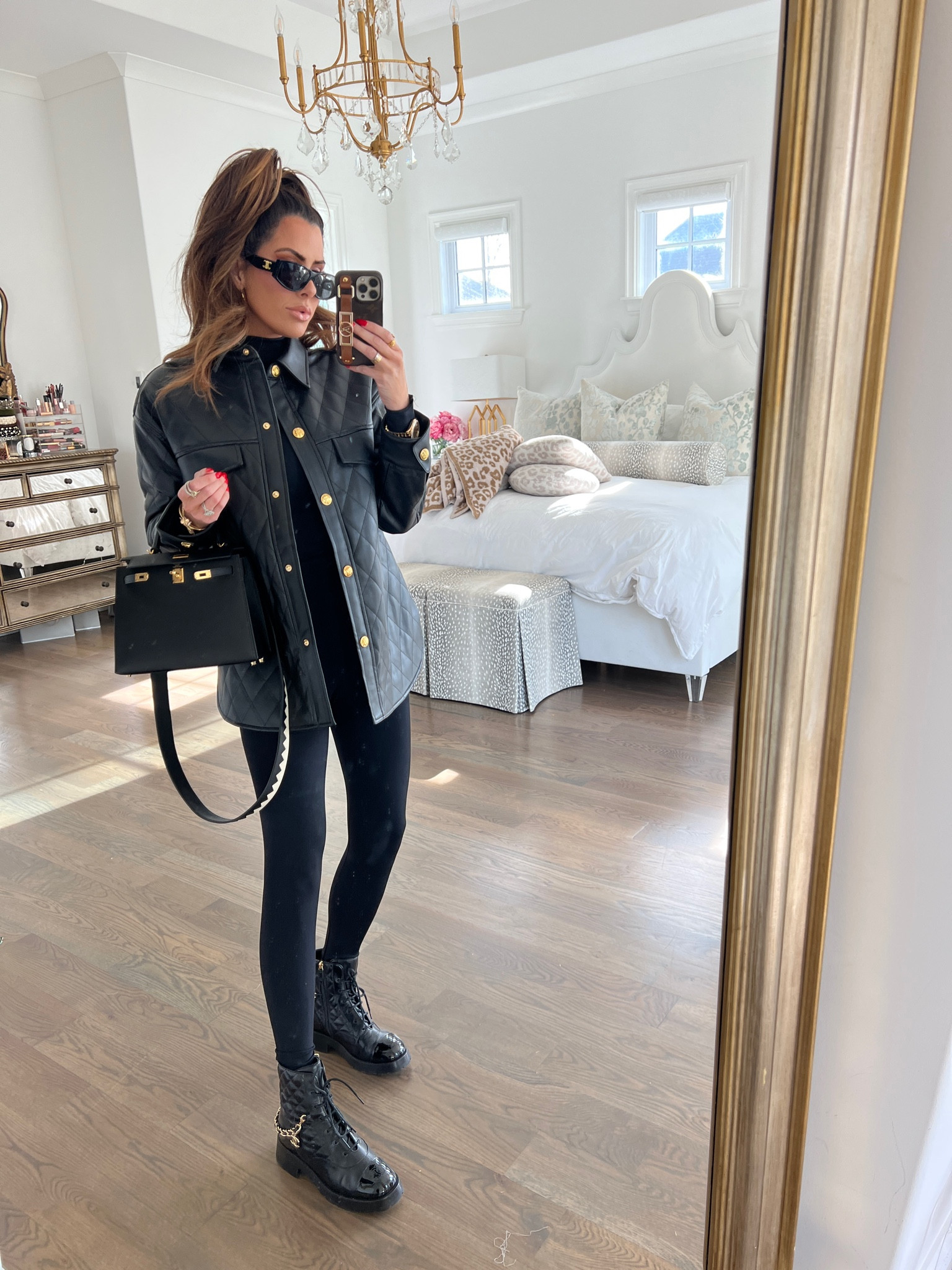 Shacket, Black Leather Shacket, Hermes Kelly, Flattering Leggings, Celine Sunglasses, Combat Boots, Gucci Combat Boots, Winter Basics, Winter Must Haves, Emily Ann Gemma

#LTKstyletip #LTKshoecrush