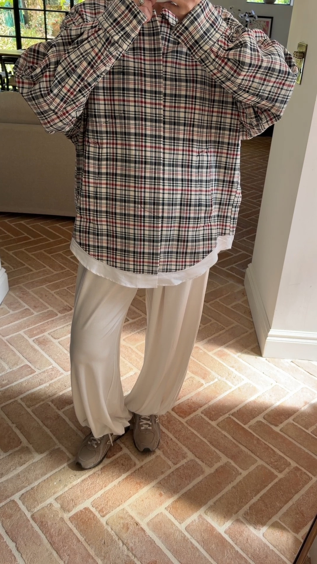 I was really hoping not to love this jacket but I do… wearing an XS / S | Check Jacket | Victoria Beckham Jacket | Weekday Trousers | Balloon Trousers | New Balance 

#LTKeurope #LTKstyletip #LTKspring