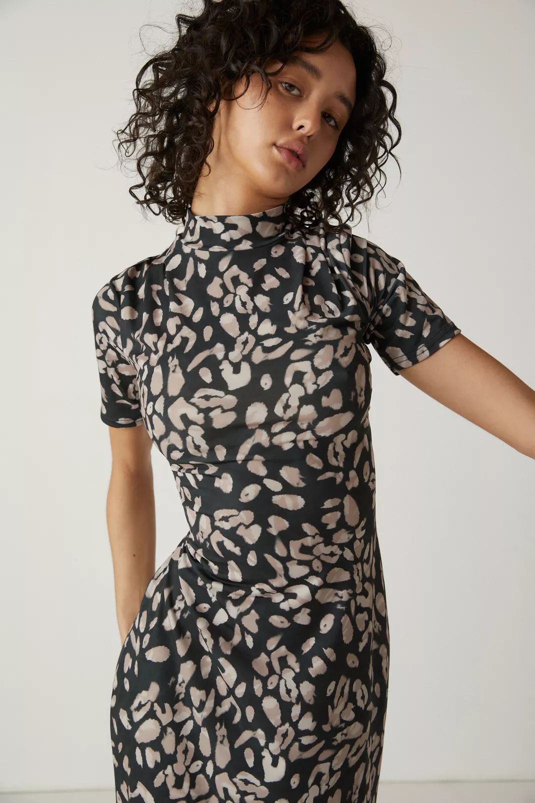 Animal Funnel Midi Dress | Nasty Gal (US)