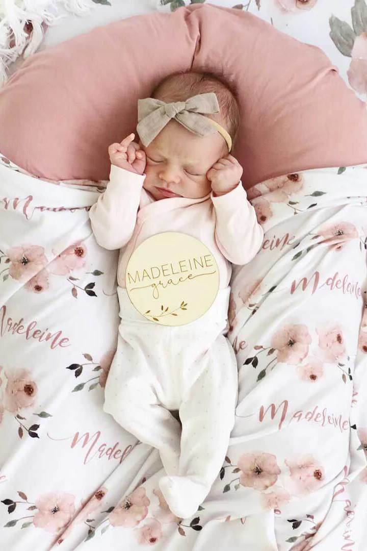 Millie's Dusty Rose Garden Personalized Baby Name Swaddle Blanket | Caden Lane