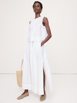 Linen Tiered Tie-Side Maxi Skirt | Banana Republic (US)