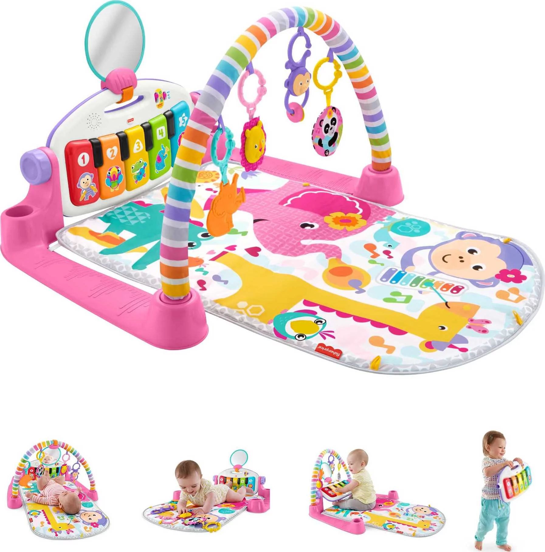 Fisher-Price Deluxe Kick & Play Piano Gym Baby Playmat with Electronic Learning Toy, Pink | Walmart (US)