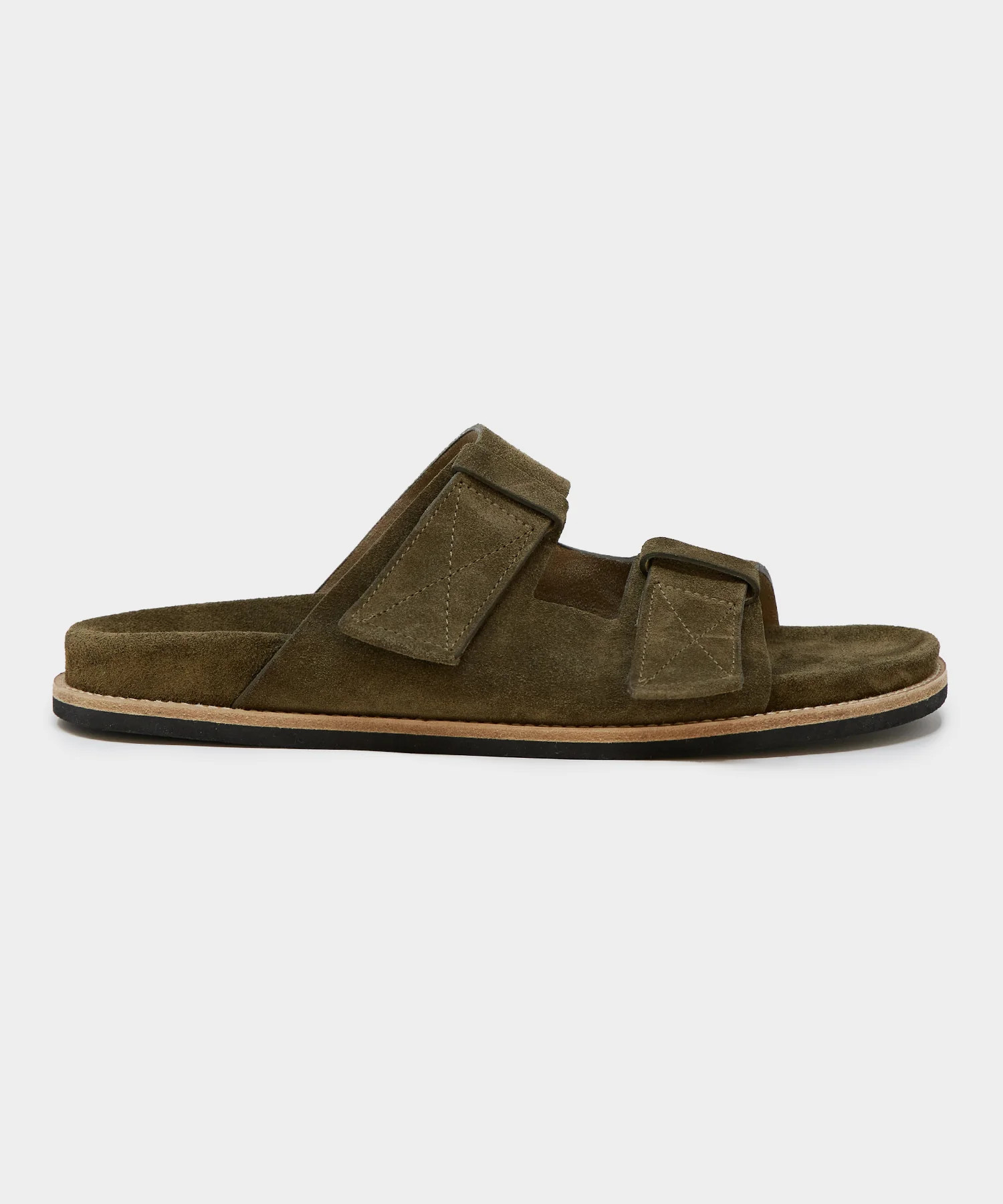 Nomad Suede Double Strap Sandal in Olive | Todd Snyder