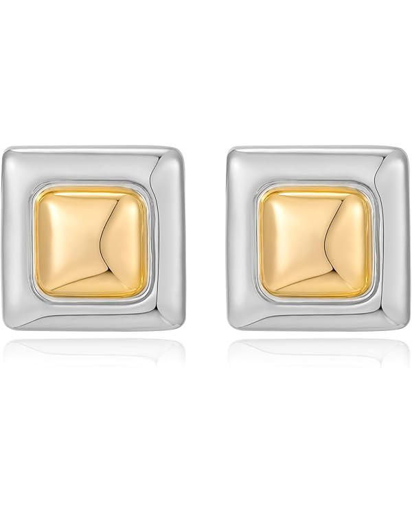 Gold Square Stud Earrings for Women Polished Spiral Stud Earrings for Women Birthday Jewelry | Amazon (US)