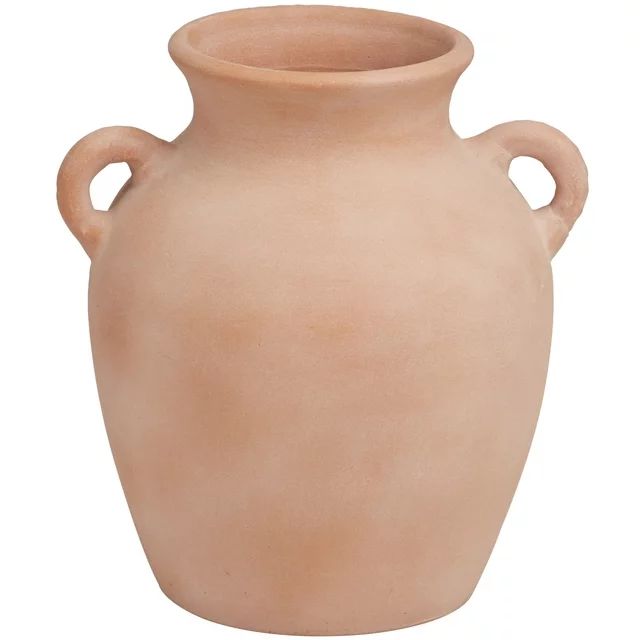 DecMode 11" Terracotta Jug Orange Ceramic Vase with Handles | Walmart (US)