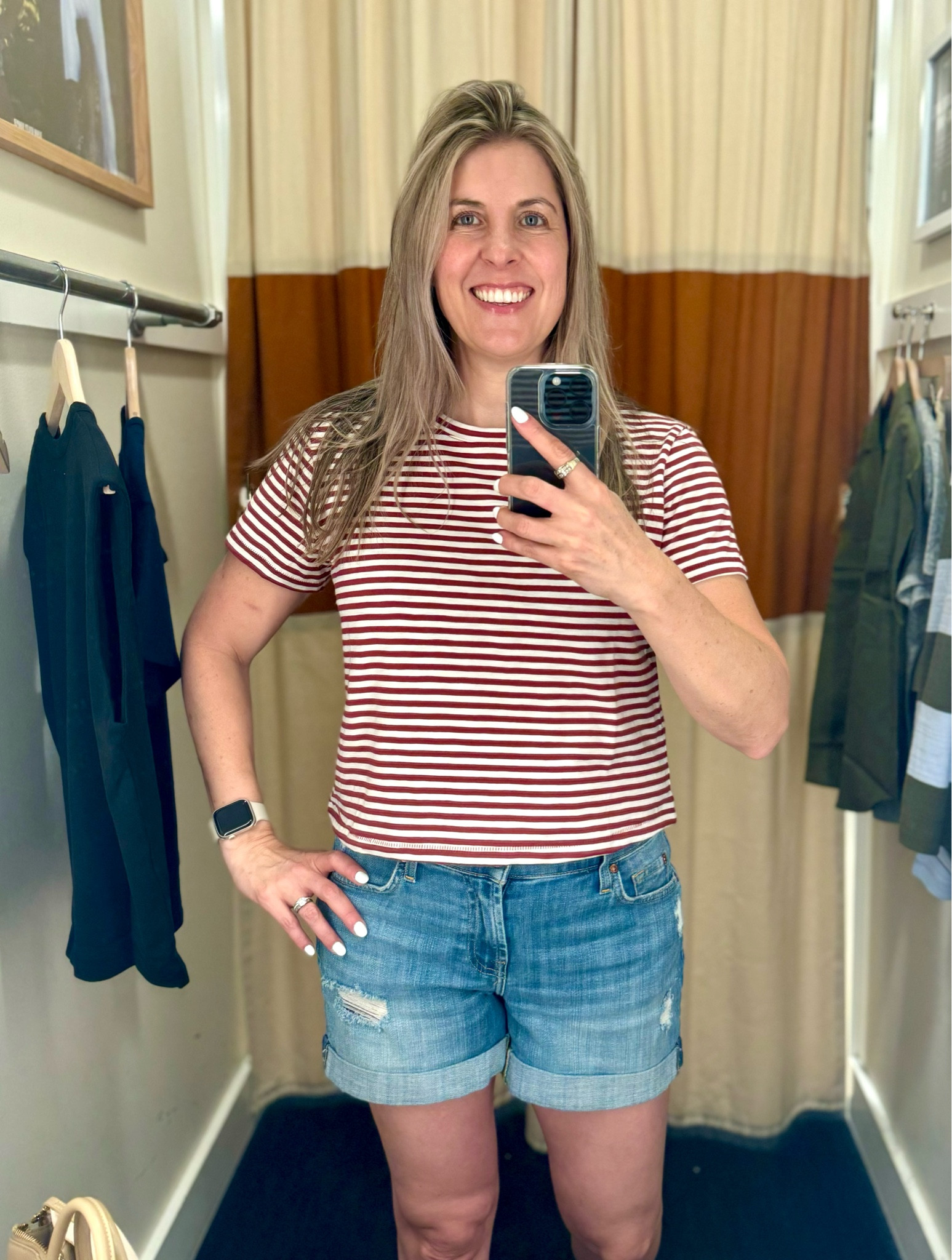 Love me a striped tee! I also love the perfect cropped length of this one - no front tuck required! Great price and quality for this closer staple. 

Madewell tee, cropped tee, summer style ideas, 7 for all mankind shorts, denim shorts 

#LTKSeasonal #LTKfindsunder50