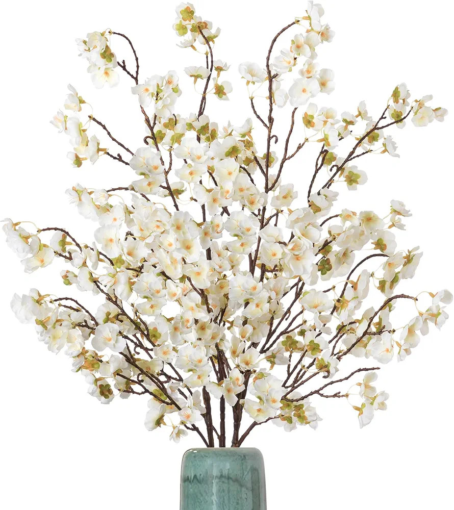 4 Pcs Artificial Cherry Blossom Flower Branches, Bulk Silk Faux Flowers Real Touch Bouquet for Ho... | Amazon (US)