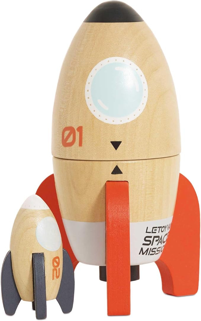 Le Toy Van Wooden Space Rocket Duo Toy, Plastic Free with Hidden Mini Rocket, Suitable for 24+ Mo... | Amazon (US)