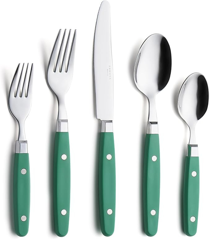 ANNOVA Silverware Set, Retro/Rivet Colorful Stainless Steel Tableware Kitchen Flatware Set Utensi... | Amazon (US)