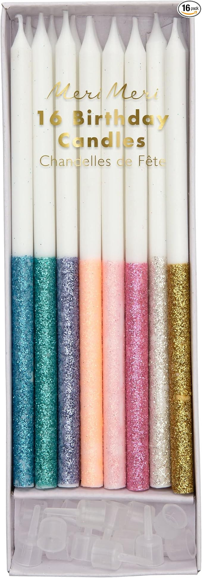 Meri Meri Glitter Dipped Birthday Candles for Cake (Pack of 24), 5.75" Tall, Unscented Meri Meri ... | Amazon (US)