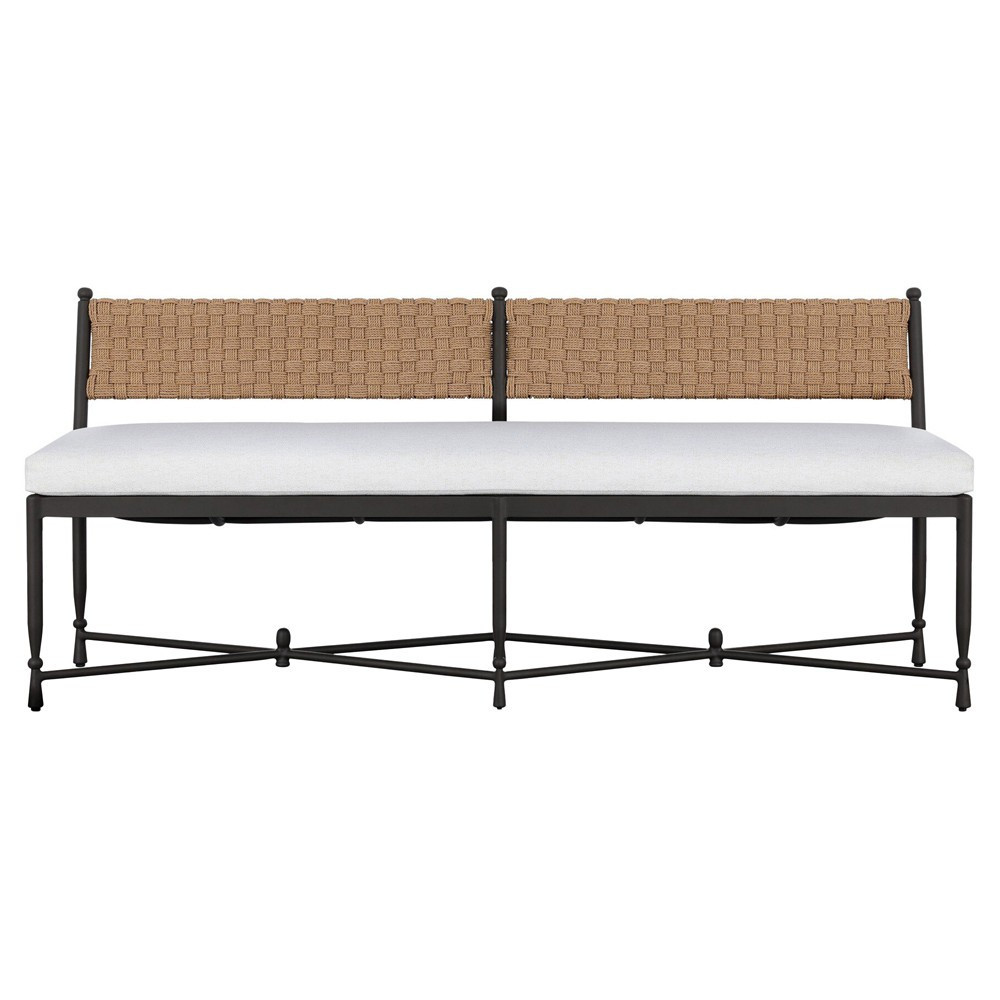 Breton Alessi Linen Outdoor Bench | Kathy Kuo Home