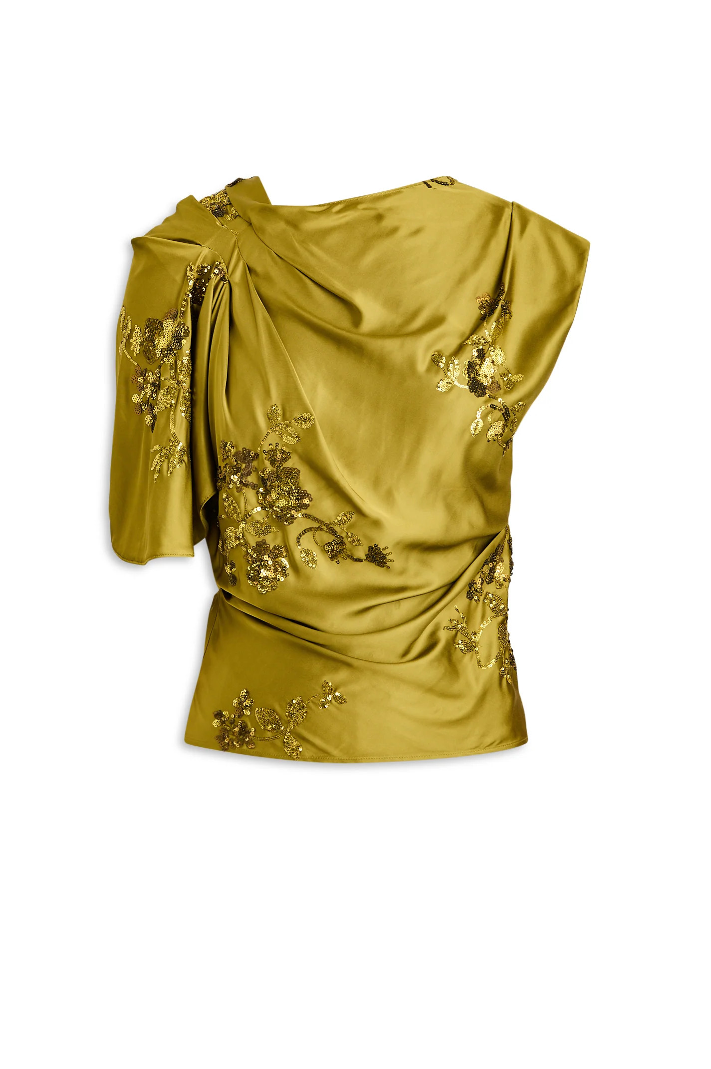 BEADED SATIN DRAPED TOP - ARMY - Scanlan Theodore | Scanlan Theodore