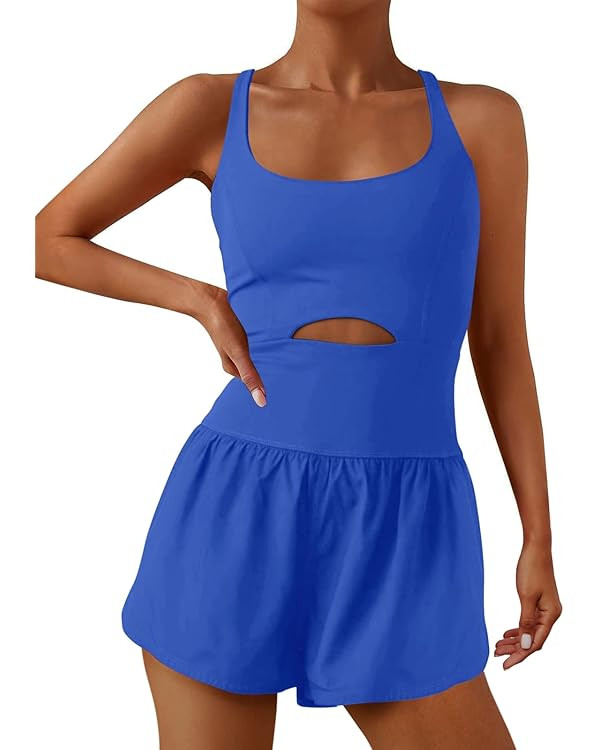 ReachMe Womens Running Onesie Workout Rompers Athletic Romper One Piece Outfits Exercise Jumpsuit... | Amazon (US)