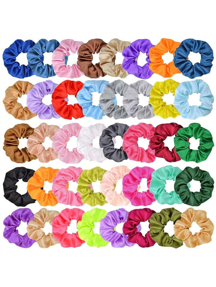10 stuks zijdeachtige kleurrijke scrunchies, effen gekleurde veelzijdige haarscrunchies, geschikt... | SHEIN