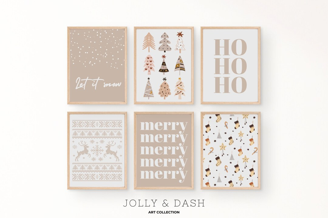 Conjunto de 6 impresiones navideñas bohemias / Decoración navideña de moda / Imprimibles navid... | Etsy (US)