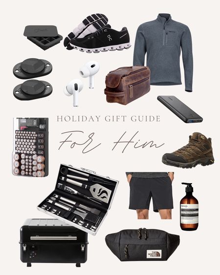 gift guide for him / holiday gifts for men / mens essentials / mens quarter zip / mens work boots / cloud sneakers / mens tool box / lululemon shorts / means soap / charging banks / fanny pack / airpods

#LTKGiftGuide #LTKmens #LTKHoliday