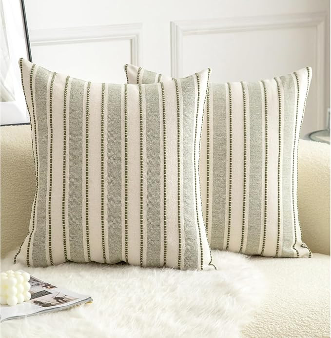 Decorative Boho Throw Pillow Covers, Farmhouse Textured Pillow Case, 20 x 20 Inch Set of 2, Chair... | Amazon (US)