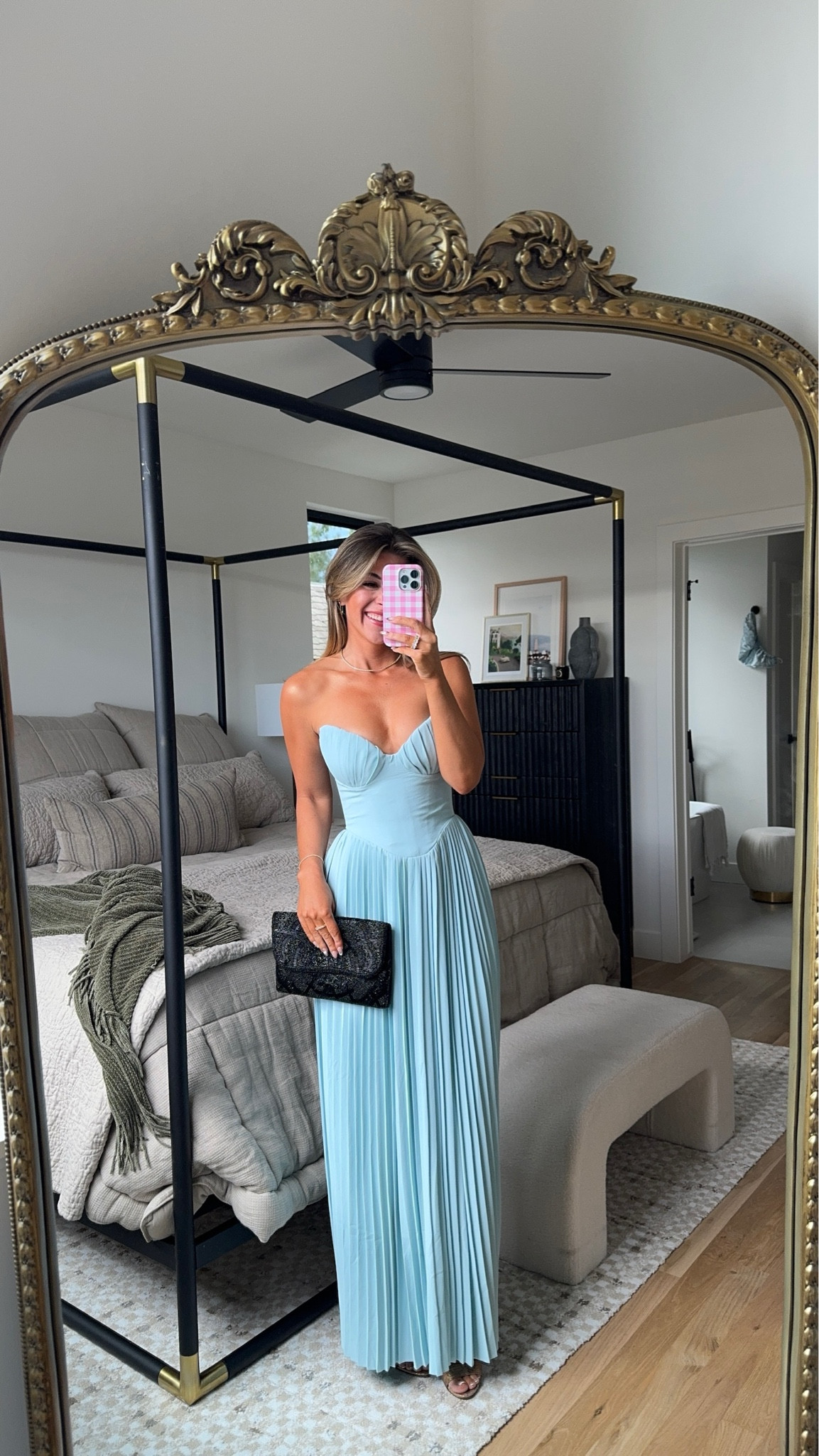 house of cb marcella dress blue 'Marcella' Ocean Blue Pleated Maxi Dress