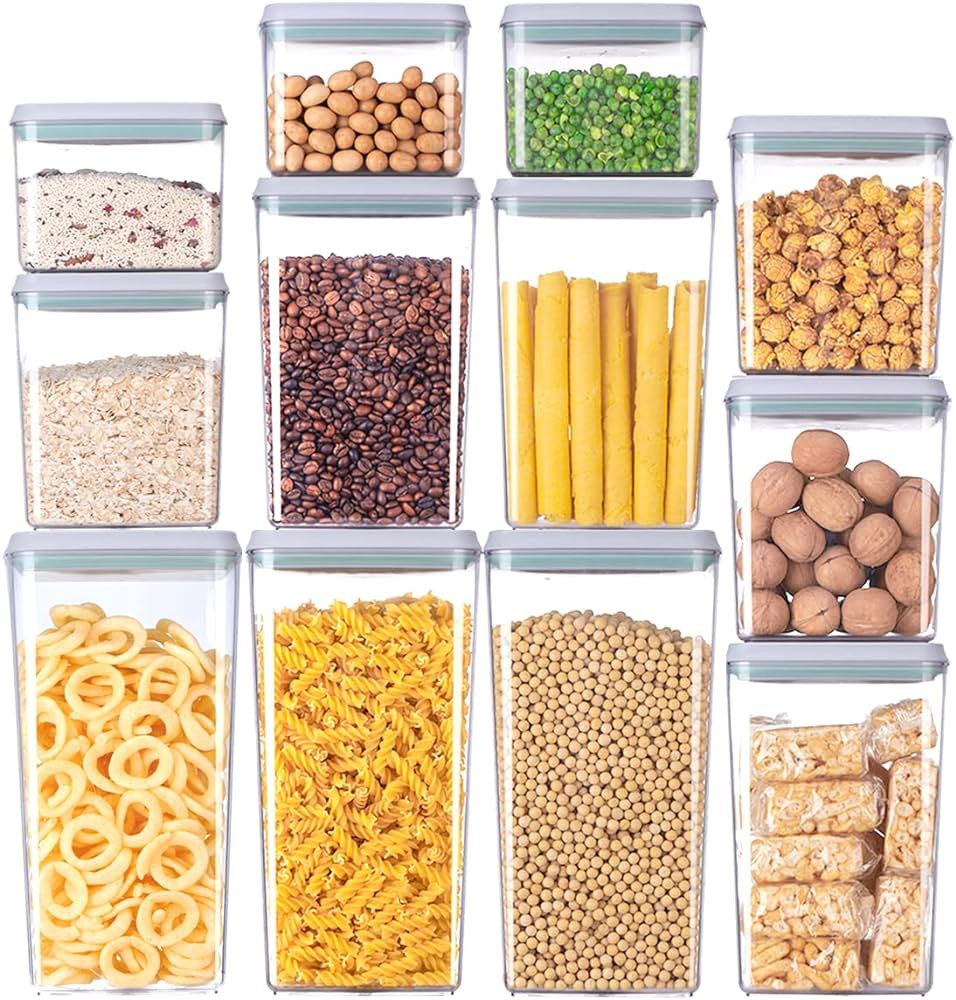 12 Pcs Pop Airtight Food Storage Containers with Lids for Kitchen Pantry Organization Stackable C... | Amazon (US)