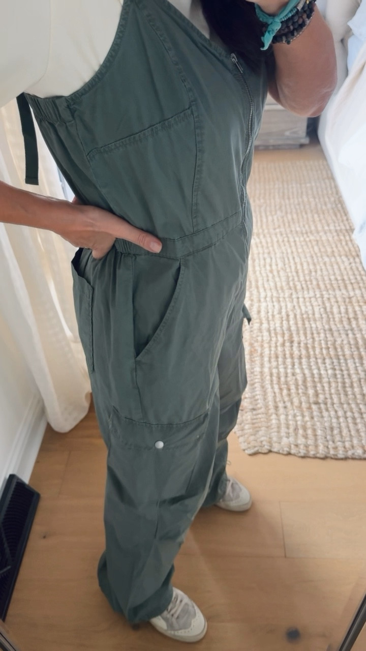 Under $30 super cute target find! Wearing size medium 
Cotton jumpsuit, it’s cute worn alone but since temps are slightly cooler, I’ve layered a tee under 

#LTKSaleAlert #LTKFindsUnder50 #LTKShoeCrush