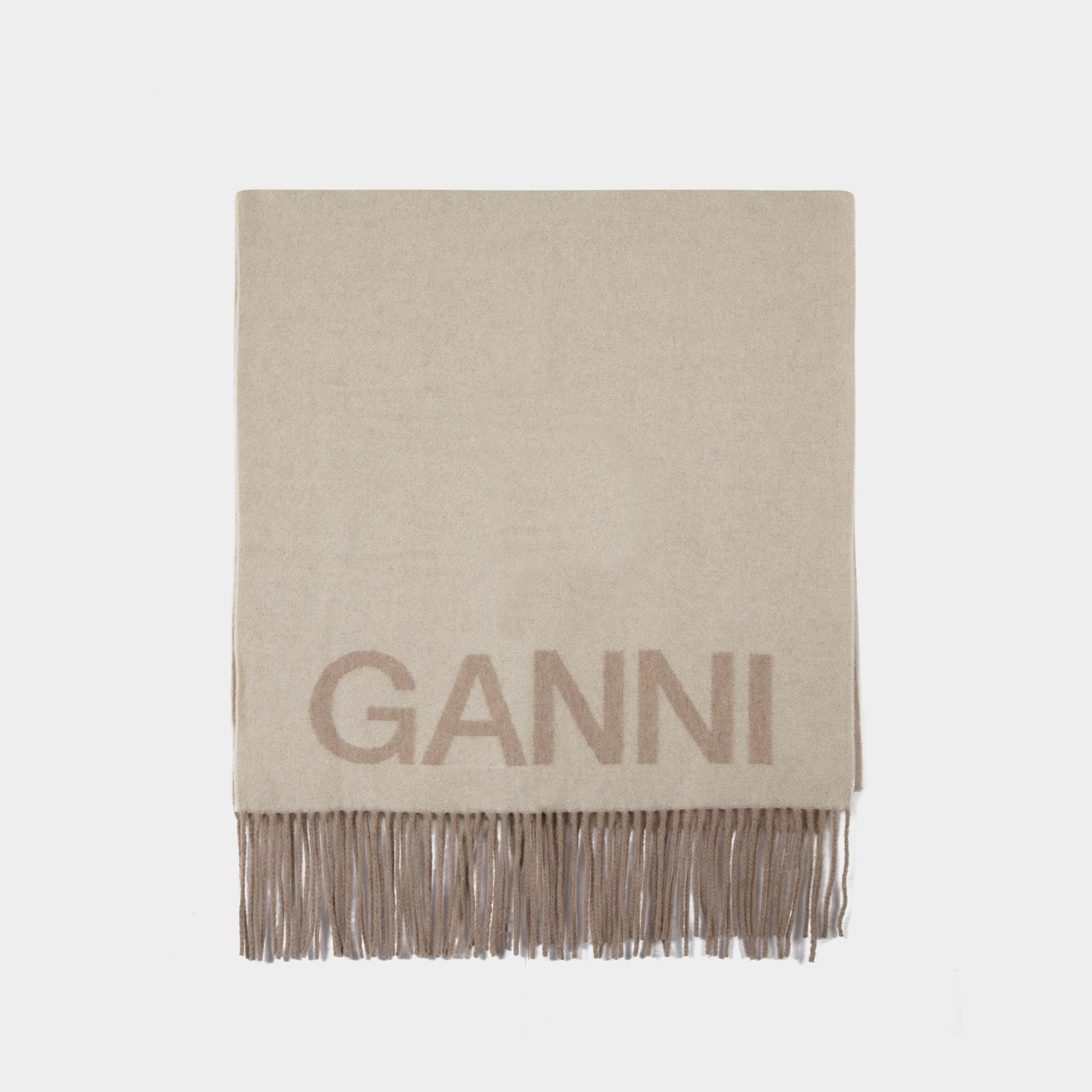 Fringed Scarf in Beige Recycled Wool | Monnier Paris (ROW)
