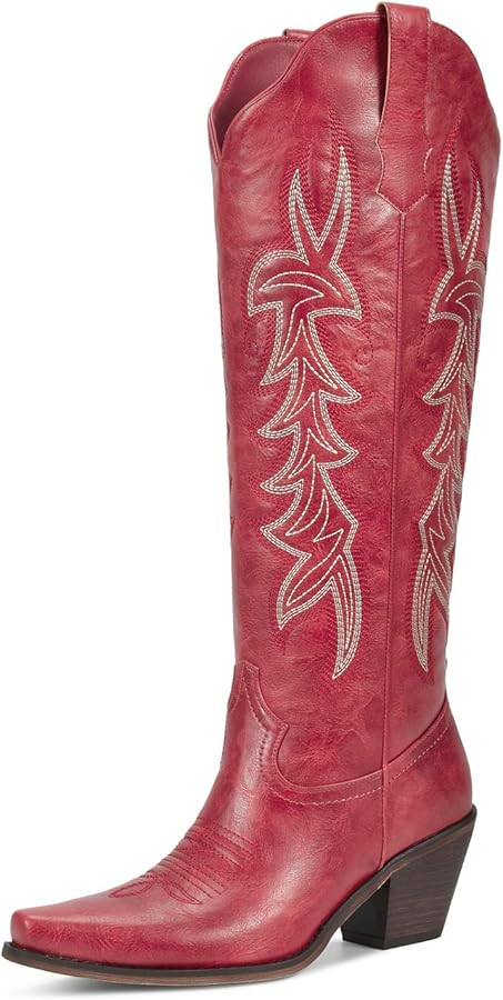 wetkiss Vintage Womens Cowboy Boots Western Ladies Cowgirl Boots Knee High,Comfortable Retro Styl... | Amazon (US)