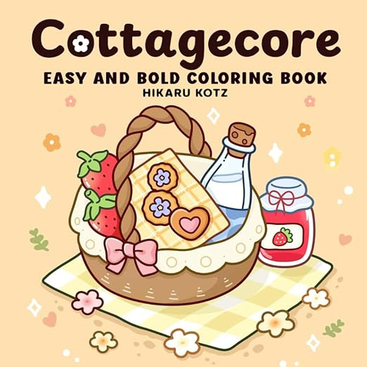 Cottagecore: Bold & Easy Coloring Book Featuring Mushrooms, Flowers, Cozy Cottages, and More for ... | Amazon (US)