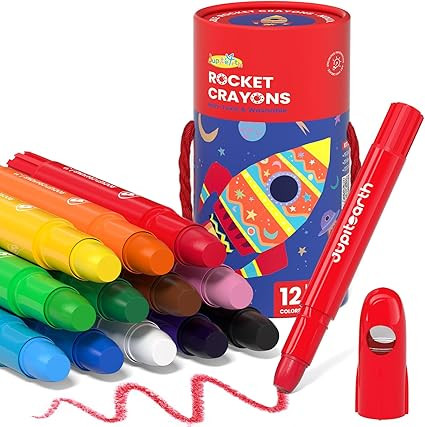 JUPITEARTH 12 Colors Twist Crayons for Toddlers 1-3, Non-Toxic Washable Crayons for Ages 4-8 with... | Amazon (US)