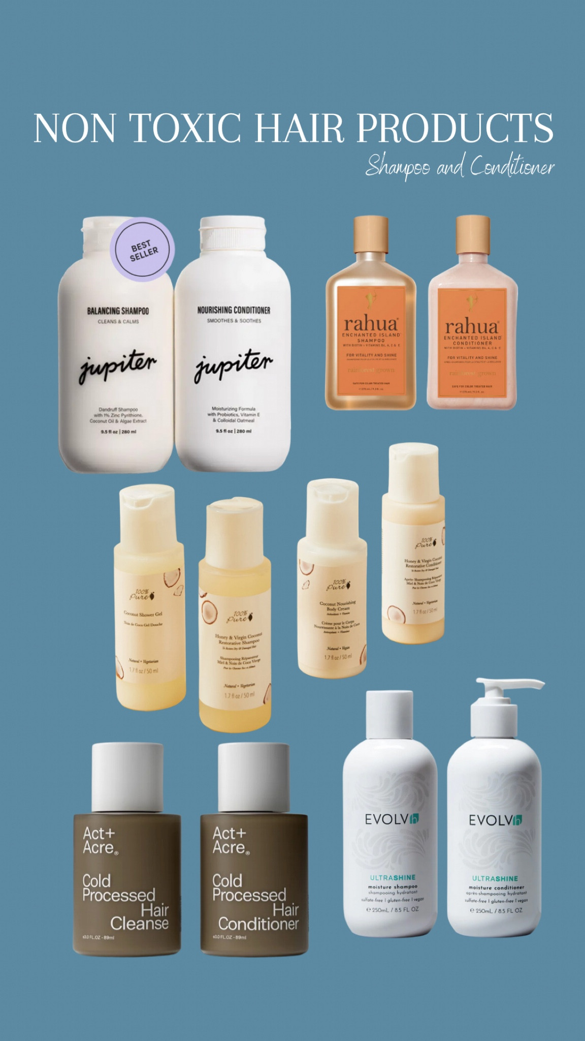 NON TOXIC HAIR PRODUCTS! Shampoo and conditioner! Love these hair products made with clean ingredients! 
✨DISCOUNT CODE for 100% PURE: CLEANLIVING 
✨Evolvh DISCOUNT CODE: KARLY

#LTKstyletip #LTKFind #LTKbeauty