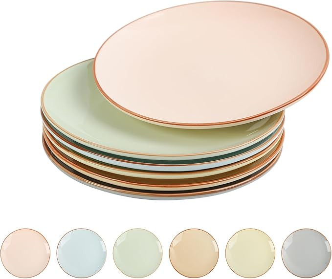 Dessert Plate Set Salad Plates - 8 Inch Colorful Ceramic Plate Sets - Appetizer Plates - Lunch Pl... | Amazon (US)