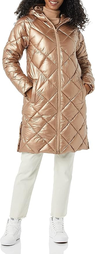 Amazon Essentials Women's Heavyweight Diamond Quilted Knee Length Hooded Puffer Winter Coat | Amazon (US)